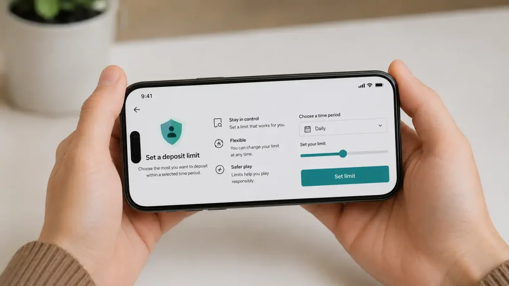 A deposit-limit prompt shown to a new customer before first deposit