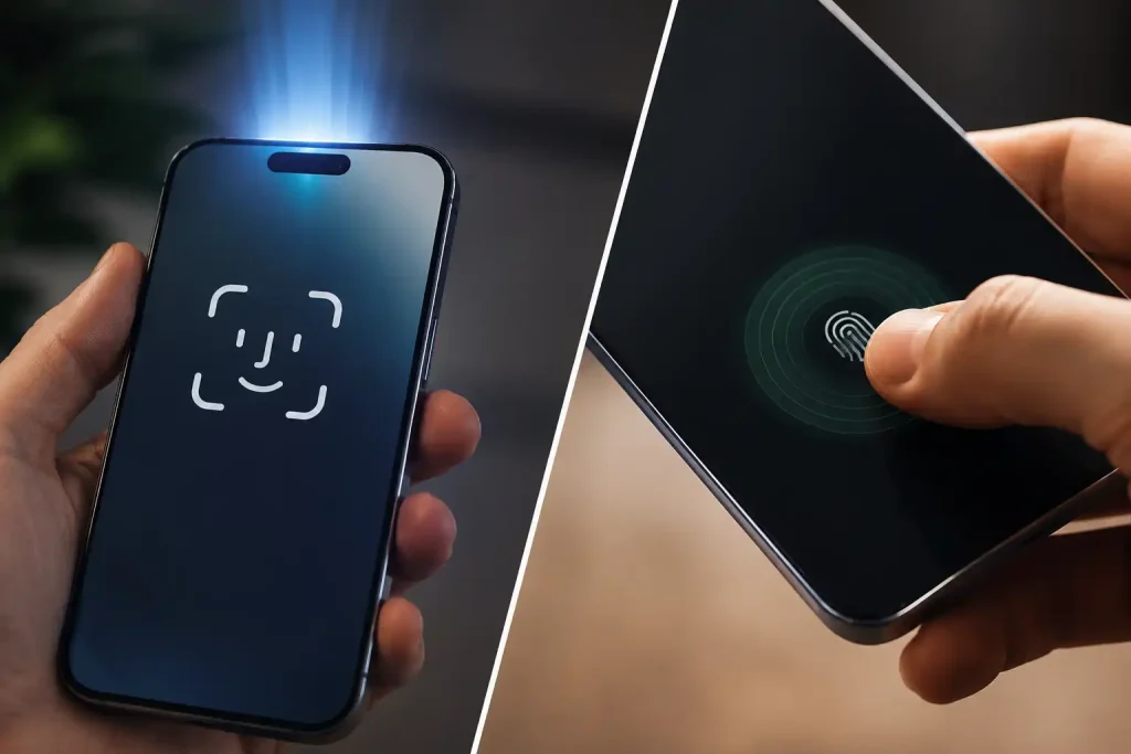 Face and fingerprint unlock differences between phone platforms