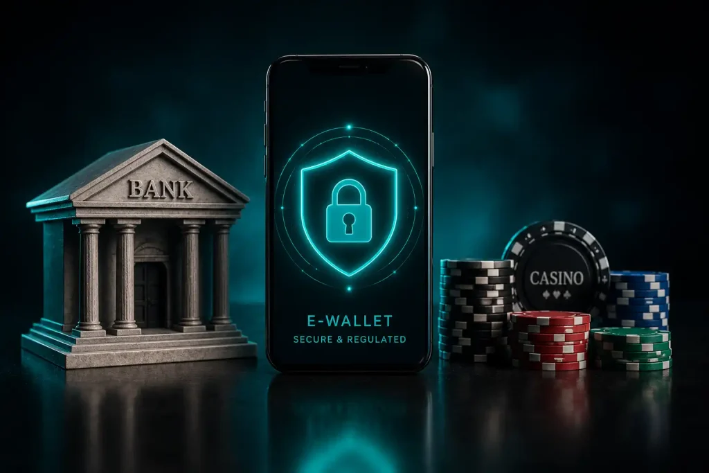 FCA-regulated Skrill wallet acting as a secure buffer with tokenisation between a player's bank and the casino