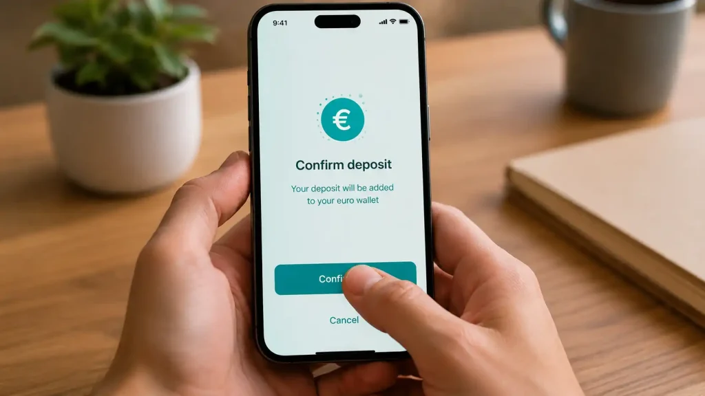 A euro deposit at a euro casino funded from a matching balance