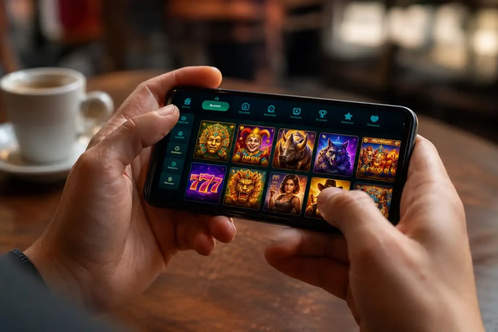 A player placing a casino bet on a smartphone, reflecting mobile-first habits