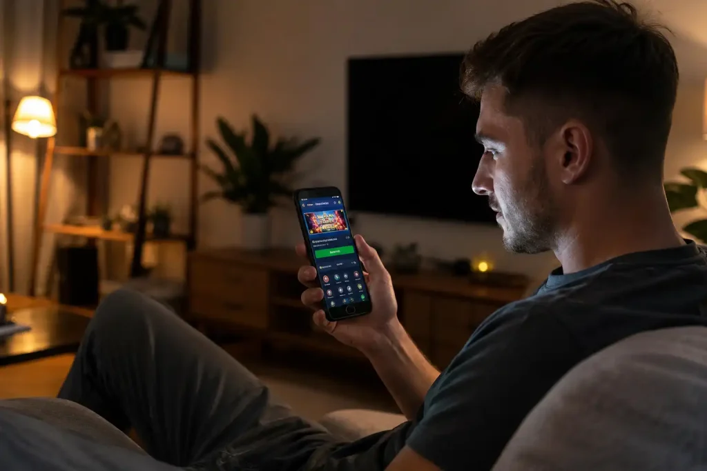 A player funding a casino account from a smartphone wallet