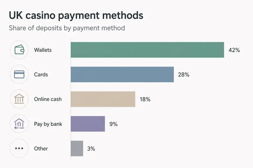 A neat breakdown of UK casino payment methods by share