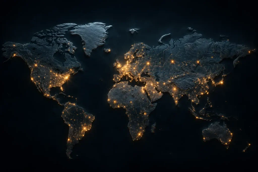 A world map illustrating a wallet's reach across more than 135 countries