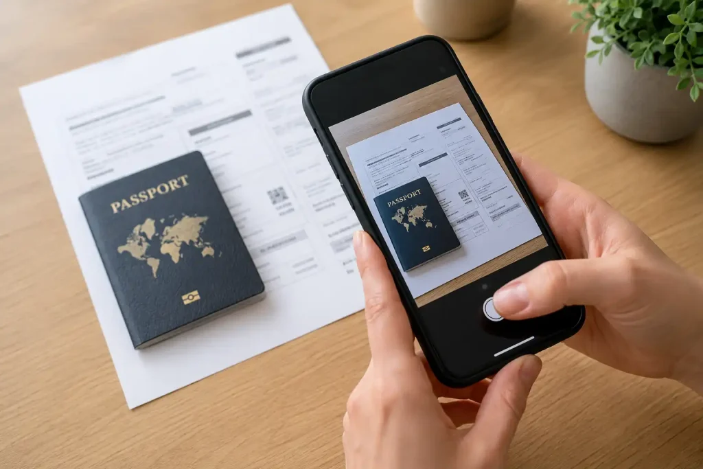 Uploading a passport to complete Skrill wallet verification