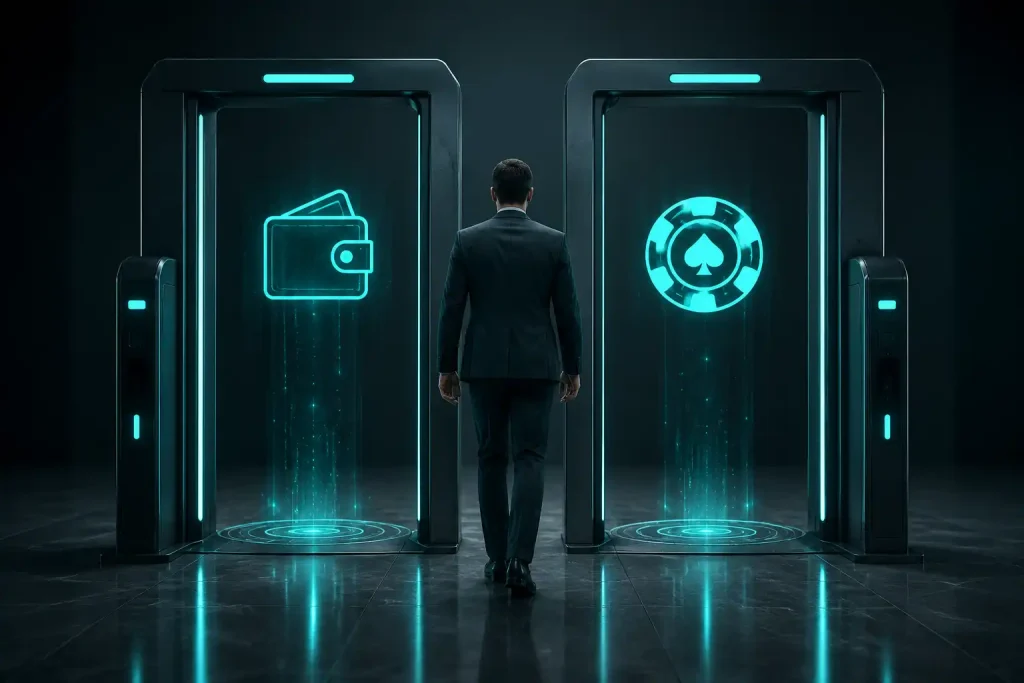 Two separate verification gates for a wallet and a casino