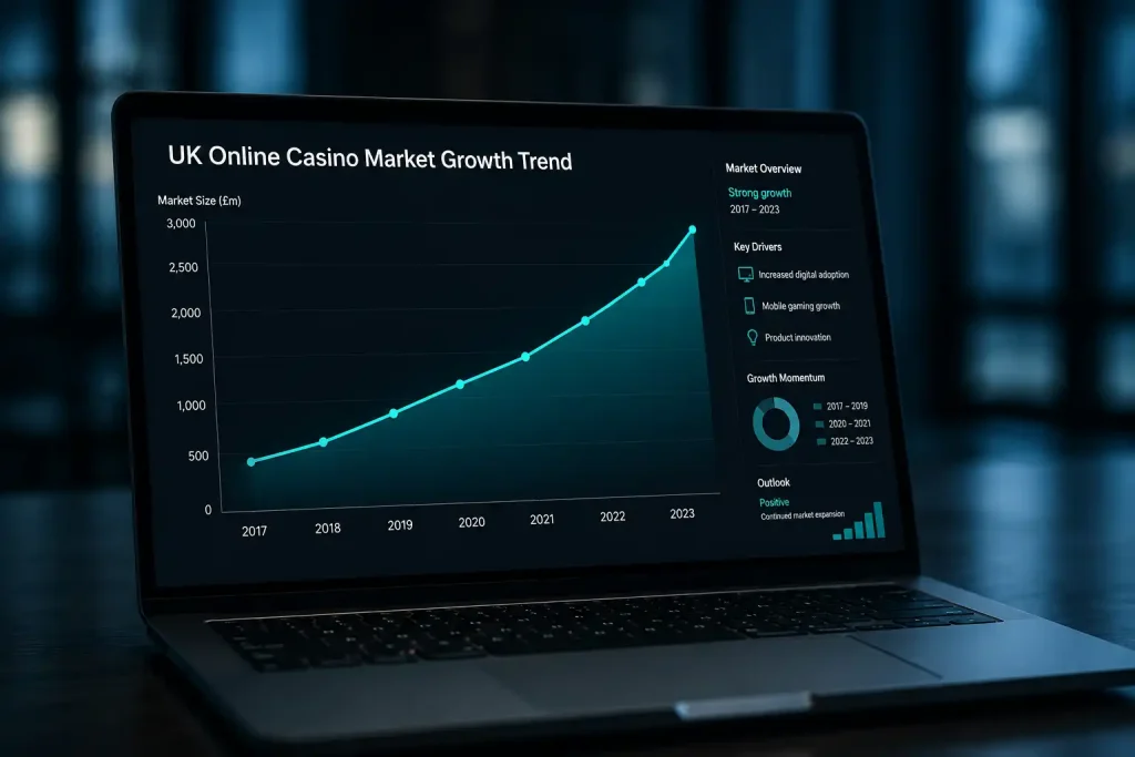 A simple rising trend illustrating UK online casino market growth
